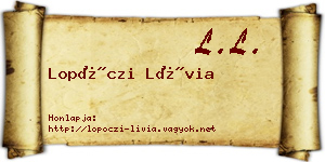 Lopóczi Lívia névjegykártya